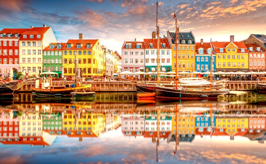 Nyhavn, Harbour in Copenhagen, Denmark